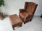 vidaXL Fauteuil + voetenbank(Chesterfield-stijl) kunstsuède, Ophalen, Minder dan 75 cm, Chesterfield, Zo goed als nieuw