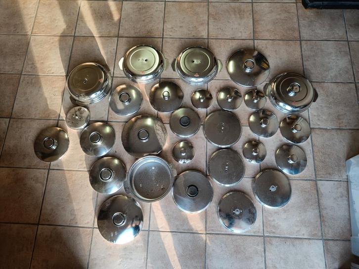 Lot deksels Demeyere Silvinox, Huis en Inrichting, Keuken | Potten en Pannen, Zo goed als nieuw, Overige typen, Inox, Ophalen