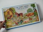 Oud kinderspeelgoed - Houten puzzel "Op de boerderij", Antiek en Kunst, Antiek | Speelgoed, Ophalen of Verzenden