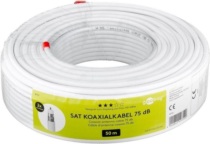 COAXIALE ANTENNE 5,5mm KABEL 75dB WIT, Audio, Tv en Foto, Audiokabels en Televisiekabels, Nieuw, Coaxiale kabel, 10 meter of meer