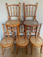 5 antieke webbing Thonet Fischel stoelen SETPRIJS, Enlèvement ou Envoi