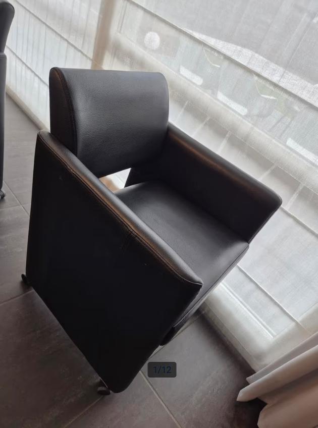 eetkamerstoelen - glijden perfect / echt leer zwart x8, Maison & Meubles, Chaises, Utilisé, Cinq, Six Chaises ou plus, Cuir, Noir