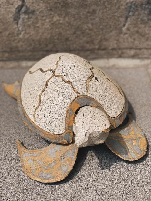 Vintage zee schildpad kokosnoot hout, Antiek en Kunst, Kunst | Beelden en Houtsnijwerken, Ophalen of Verzenden
