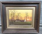 huile sur toile coucher de soleil signe andre de man, Antiek en Kunst, Kunst | Schilderijen | Klassiek, Ophalen of Verzenden