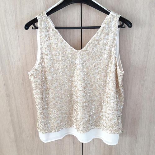 Nieuw topje Esprit met gouden pailletten., Kleding | Dames, Topjes, Nieuw, Beige, Zonder mouw, Ophalen of Verzenden