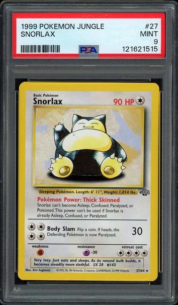Snorlax PSA 9 - 27/64 - Jungle 1999 beschikbaar voor biedingen