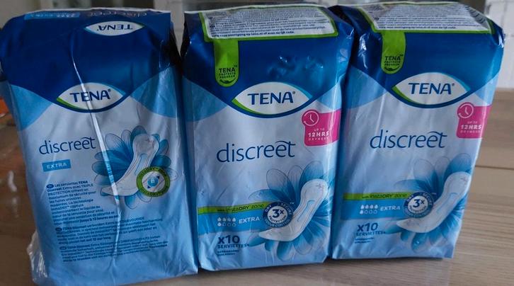 Tena discreet. 5 druppels, 10 servetten per verpakking 1,15e, Diversen, Verpleegmiddelen, Nieuw, Ophalen