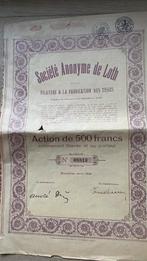 S.A. De Loth filature fabriction des tissus, Postzegels en Munten, Aandelen en Waardepapieren, Ophalen of Verzenden, Aandeel