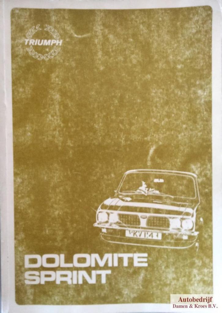 Operation Manual Triumph Dolomite Sprint AKM3629, Auto diversen, Handleidingen en Instructieboekjes, Ophalen of Verzenden