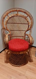 mooie rotan pauwstoel vintage fauteuil, Ophalen of Verzenden