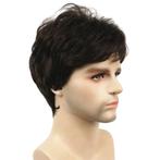 Mannen pruik kort bruin haar in laagjes, Verzenden, Nieuw