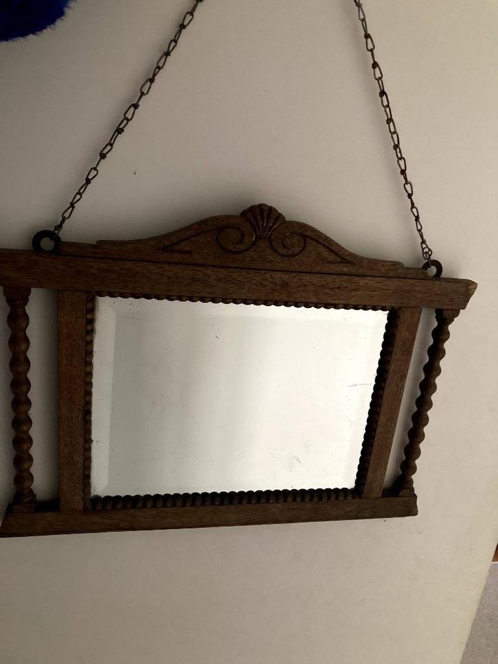 vintage houten spiegel voor 13 euro, Huis en Inrichting, Woonaccessoires | Spiegels, Gebruikt, Ophalen of Verzenden