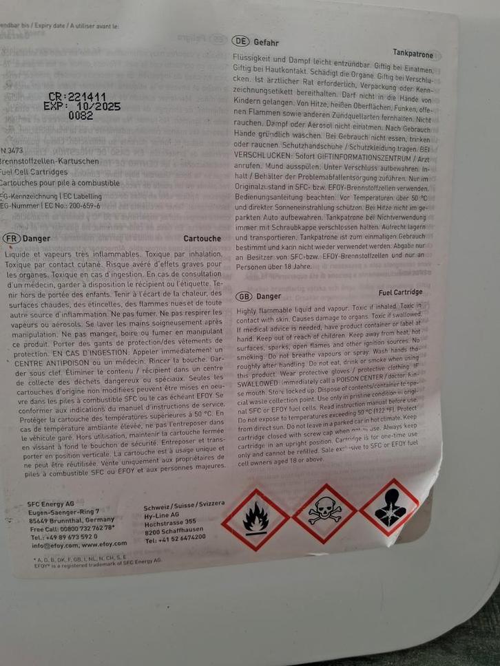 Zuivere Methanol 10 liter of 5 liter, Caravans en Kamperen, Mobilhome-accessoires, Nieuw, Ophalen