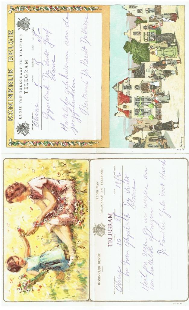 Lot van 5 oude telegramkaarten (Verzam-093), Verzamelen, Foto's en Prenten, Gebruikt, Prent, Overige onderwerpen, 1940 tot 1960