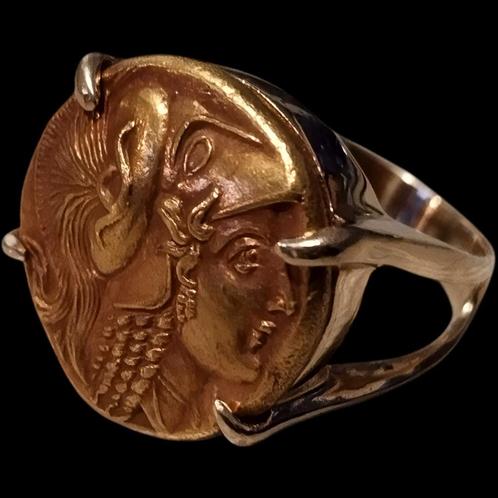 Gouden ring 14K met oude stater van Alexander III de Grote, Antiek en Kunst, Antiek | Zilver en Goud, Goud, Verzenden