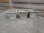 3 bloempotten beton, Ophalen, Gebruikt, Vierkant, Tuin