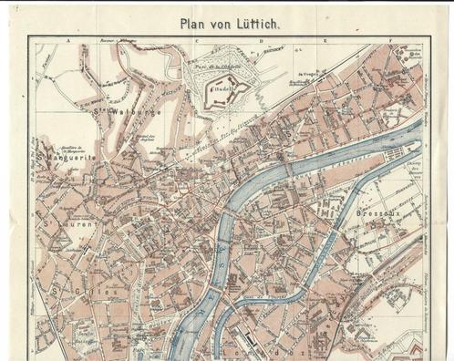1914 - Plan de la ville de Liège / grand format, Antiquités & Art, Art | Eaux-fortes & Gravures, Envoi