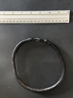 Bruine geweven leren choker ketting, Verzenden