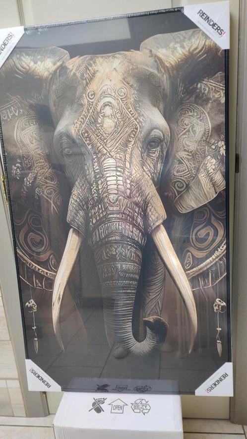 Groot Olifantenframe gedecoreerd en ingelijst 70 x 118 cm, Huis en Inrichting, Woonaccessoires | Wanddecoraties, Nieuw, Ophalen of Verzenden