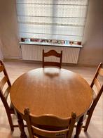 Ronde eiken keukentafel, met 4 stoelen, Huis en Inrichting, Ophalen, Gebruikt