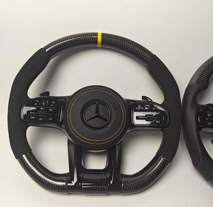 Mercedes stuur carbon gele accenten carbon AMG, Auto-onderdelen, Besturing, Mercedes-Benz, Nieuw, Ophalen of Verzenden