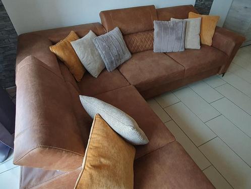 Salon en cuir d'angle avec fonction canapé-lit, Huis en Inrichting, Zetels | Complete zithoeken, Nieuw, Leer, Metaal, Ophalen