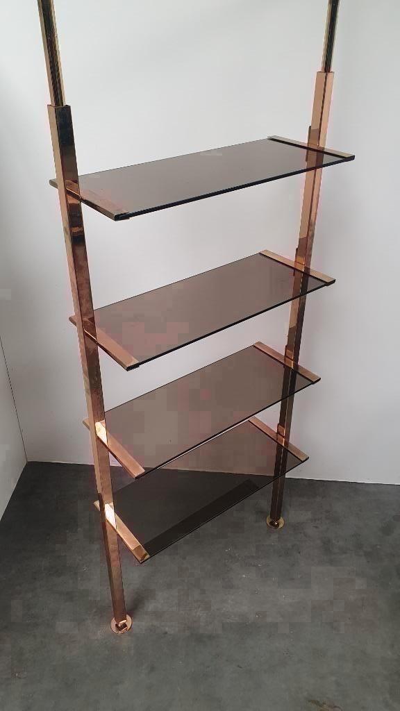 Brass glass freestanding wall unit regency bar belgo chrom, Huis en Inrichting, Kasten | Vitrinekasten, Gebruikt, Ophalen
