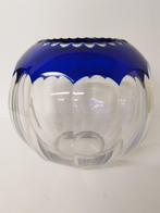 Vase boule en cristal clair doublé bleu VSL, Antiek en Kunst, Ophalen of Verzenden