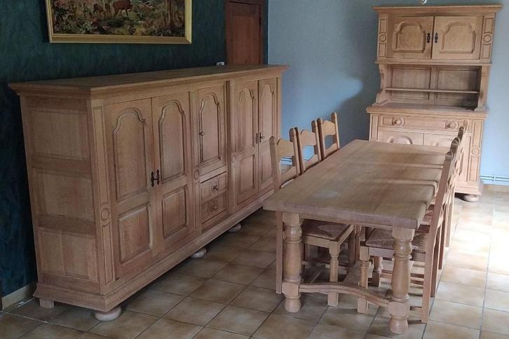 Salle à manger bois massif clair, Maison & Meubles, Salles à manger complètes, Utilisé, 4 à 6 chaises, Enlèvement