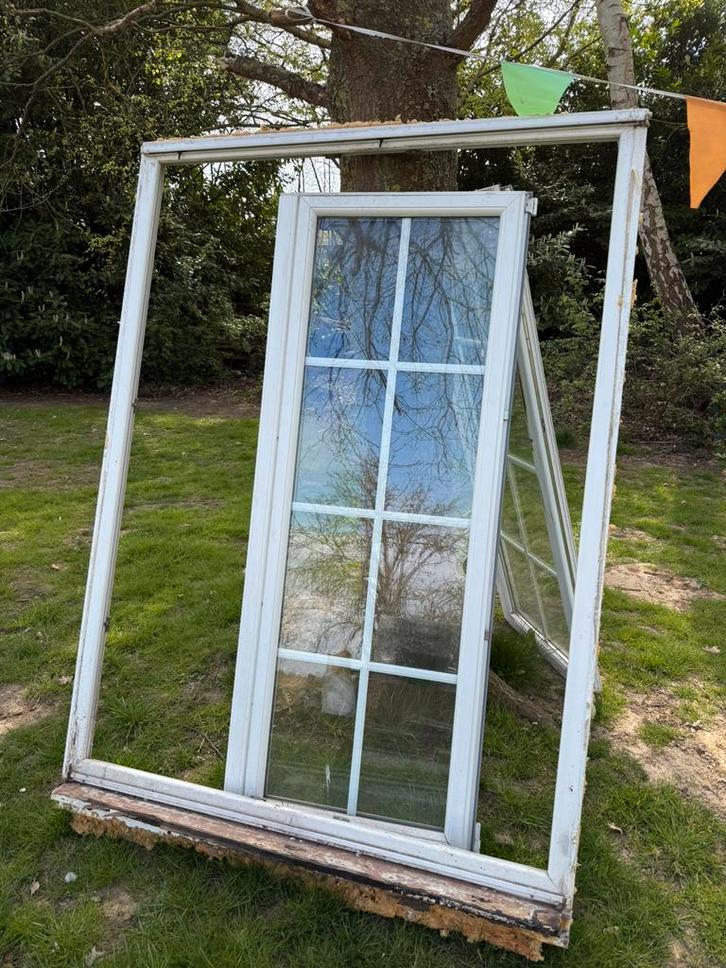 Grande porte-fenêtre PVC double vitrage, Doe-het-zelf en Bouw, Raamkozijnen en Schuifdeuren, Gebruikt, Raamkozijn, Kunststof, Inclusief glas