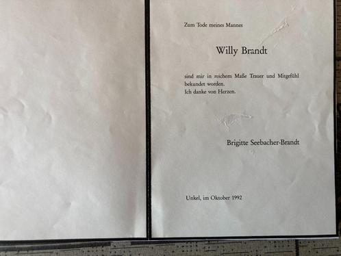 Bedankingsbrief na overlijden van Willy Brandt, Boeken, Biografieën, Zo goed als nieuw, Politiek, Ophalen of Verzenden