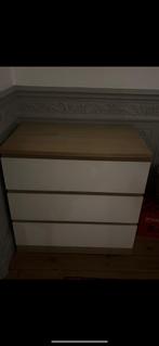 Commode moderne 3 tiroirs – Blanc et bois clair, Ophalen, Zo goed als nieuw