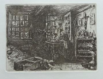Henri De Braekeleer, etsje, interieur, 10 x 13 cm beschikbaar voor biedingen
