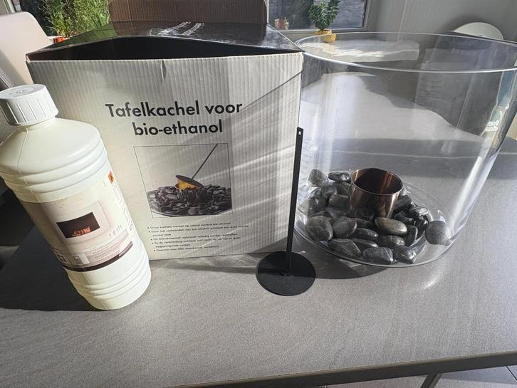 Tafelkachel voor bio-ethanol met keien, Huis en Inrichting, Haarden, Zo goed als nieuw, Overige soorten, Ophalen of Verzenden