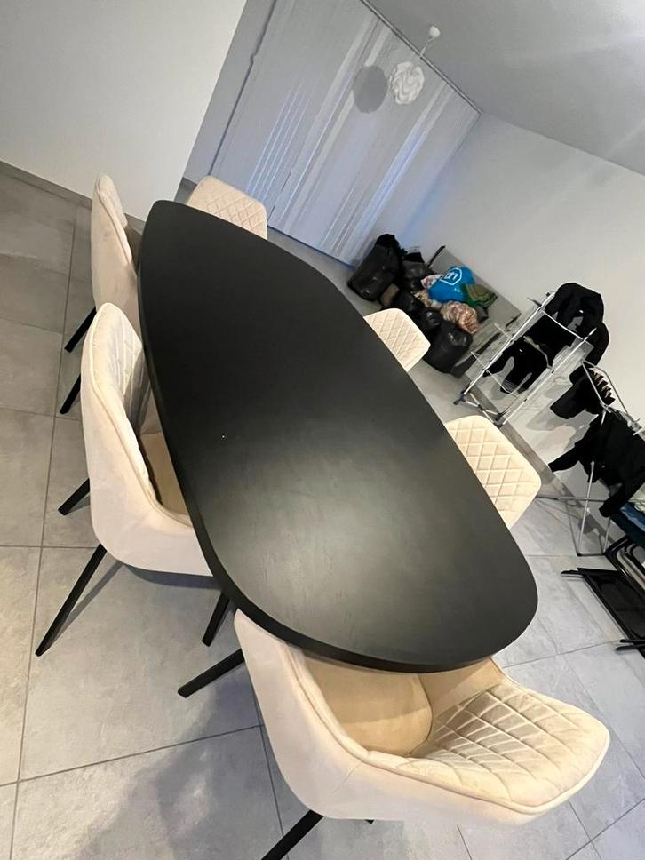 Moderne Eettafel + 6 Luxe Stoelen – Complete Set, Huis en Inrichting, Tafels | Eettafels, Zo goed als nieuw, Ophalen