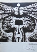 ROLAND MONTEYNE / ABSTRACTIE / ZW-W LITHO / 42x30cm / SIG, Enlèvement ou Envoi