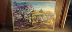 Schilderij op doek, Afrikaanse kunst, gesigneerd, 88x64,n563, Antiek en Kunst, Ophalen