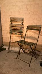 Lot de 2 chaises pliables jardin vintage bistrot, Ophalen, Gebruikt