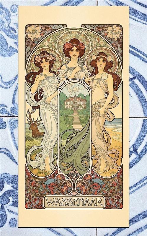 stad WASSENAAR Wereld Art Nouveau dag litho Poster, Verzamelen, Posters, Nieuw, Verzenden