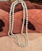 Vintage chique lange parelketting met clips, Ophalen of Verzenden, Ketting