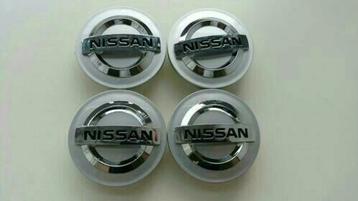 Nissan naafdoppen/wielkappen Ø 54 mm zwart/zilver