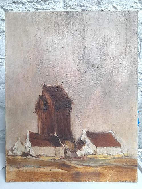 schilderij, molen, landschap,, Antiek en Kunst, Kunst | Schilderijen | Klassiek, Ophalen of Verzenden
