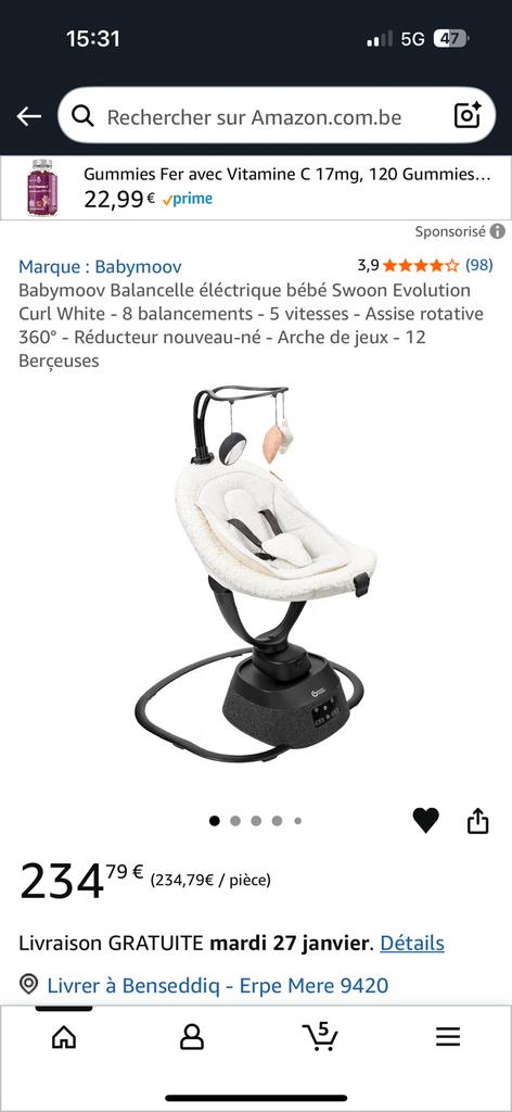 Balancelle tres bonne etat, Enfants & Bébés, Parcs, Comme neuf, Enlèvement