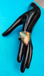 Prachtige bronzen retro ring met Murano glas jaren 70, Handtassen en Accessoires, Ophalen of Verzenden, Zo goed als nieuw