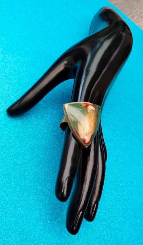 Prachtige bronzen retro ring met Murano glas jaren 70, Handtassen en Accessoires, Ringen, Zo goed als nieuw, Ophalen of Verzenden