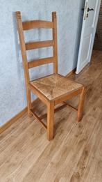 4 eiken stoelen met rieten zitting ,en bijhorende kussens, Huis en Inrichting, Stoelen, Zo goed als nieuw, Ophalen