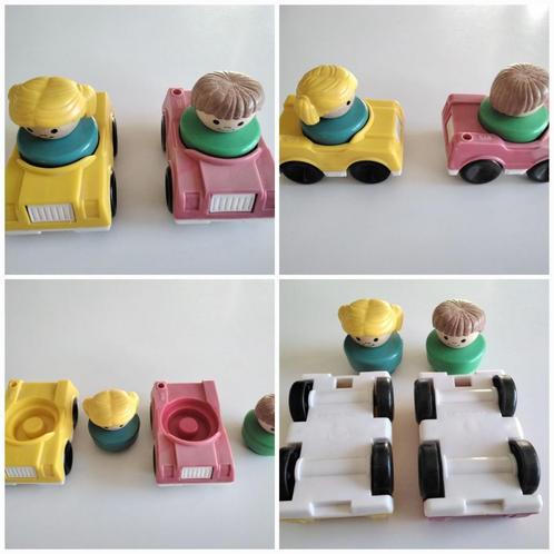 Set van 2 oude kleine auto's van Fischer-Price uit 1990., Kinderen en Baby's, Speelgoed | Fisher-Price, Gebruikt, Auto of Voertuig