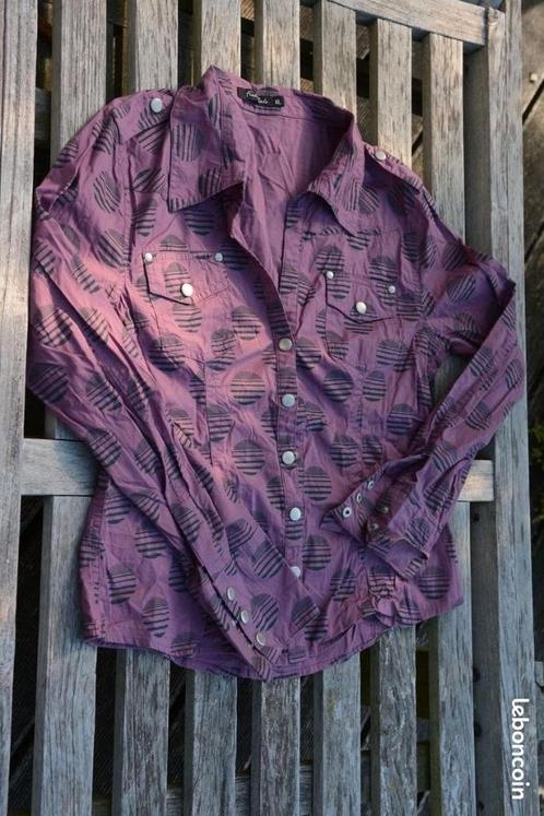 Chemise chemisier aubergine à motif noir coton stretch taill, Vêtements | Femmes, Blouses & Tuniques, Porté, Taille 46/48 (XL) ou plus grande