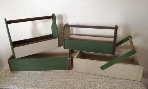 Set van 4 houten bakken brocante shabby chic, Huis en Inrichting, Woonaccessoires | Overige, Ophalen
