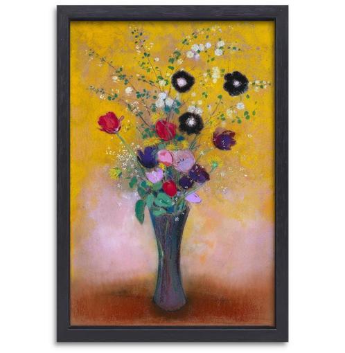 Vaas met bloemen - Odilon Redon canvas + baklijst 60x90cm, Huis en Inrichting, Woonaccessoires | Schilderijen, Tekeningen en Foto's